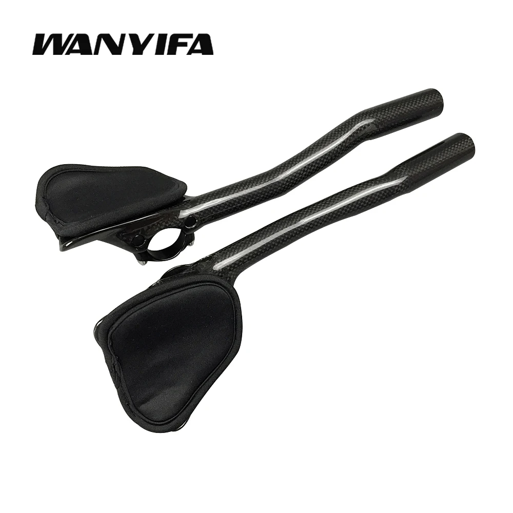 Wanyifa 3K Carbon Fiber Road Bike Rest Relax TT Handlebar MTB Road Bicycle  with Sponge Elbow Pad Bike Accessories