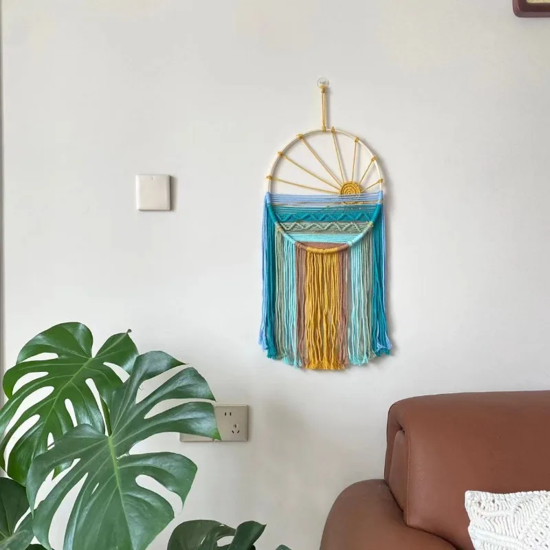 Bohemian Handwoven Wall Hanging Tapestry Fringe Decor Aesthetic Bedroom Art Macrame Boho Chic Home Decoration Accent Piece