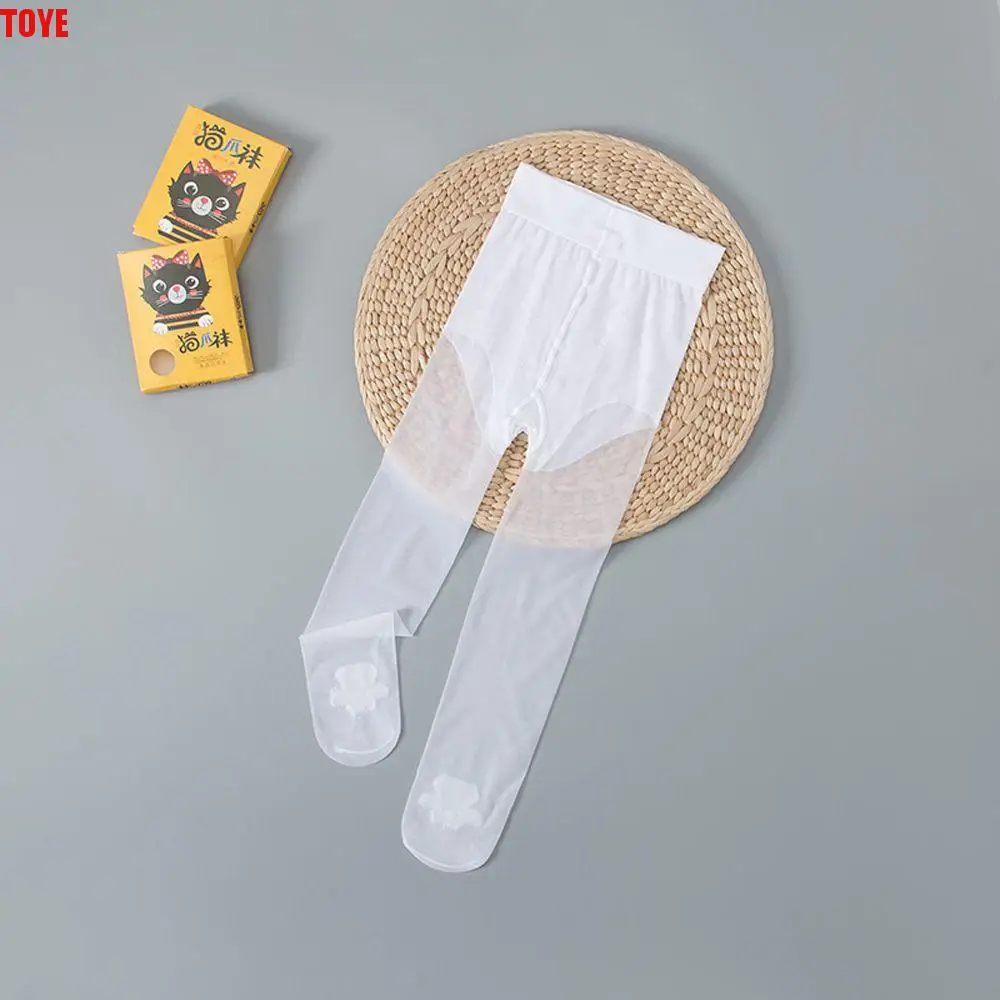 

3-14Y Transparent Breathable Stretchy For Girls Children Kid Tights Cat Paw Silk Pantyhose Stockings