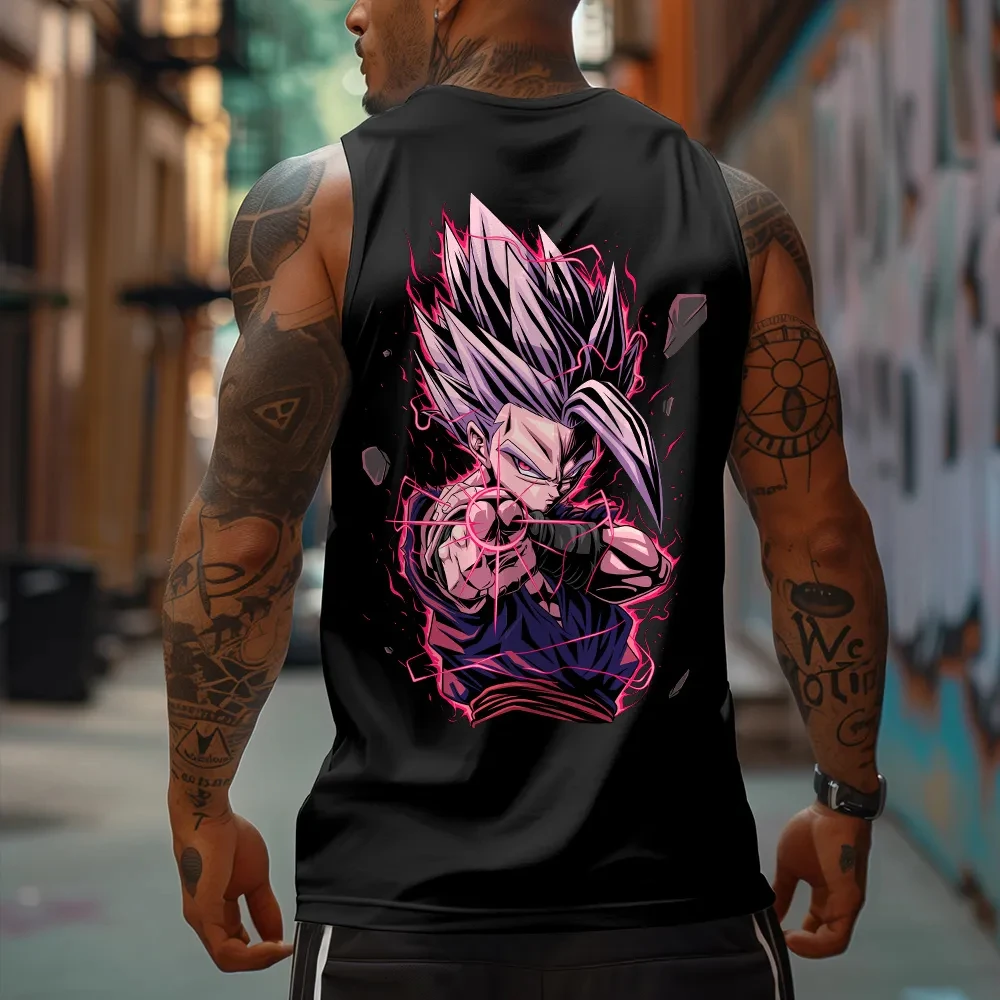 

Официальный модный мужской топ без рукавов Dragon Ball z, уличный стиль в стиле ретро-аниме, жилет без рукавов с граффити, футболка из чистого хлопка, тренажерный зал