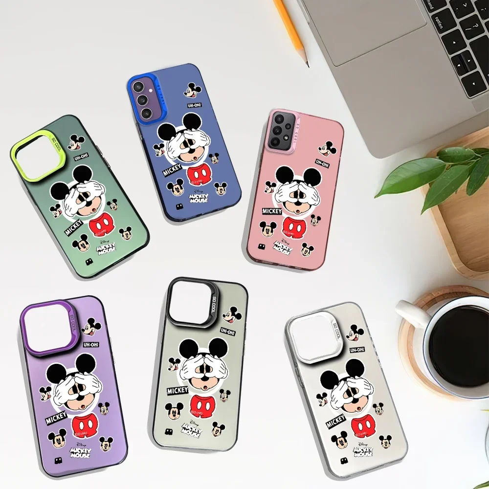 Etui na telefon MINISO Cute M-Mickey Mouse Laser do Samsung S24 23 22 ULTRA A25 33 32 34 S PLUS IMD Shockproof Silicone Coque