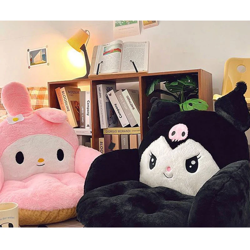 New Cinnamoroll Winter Half Surrounded Black Kuromi Cushion Backrest Sanrio Original Dormitory Office Non-Slip Chair Cute Gift