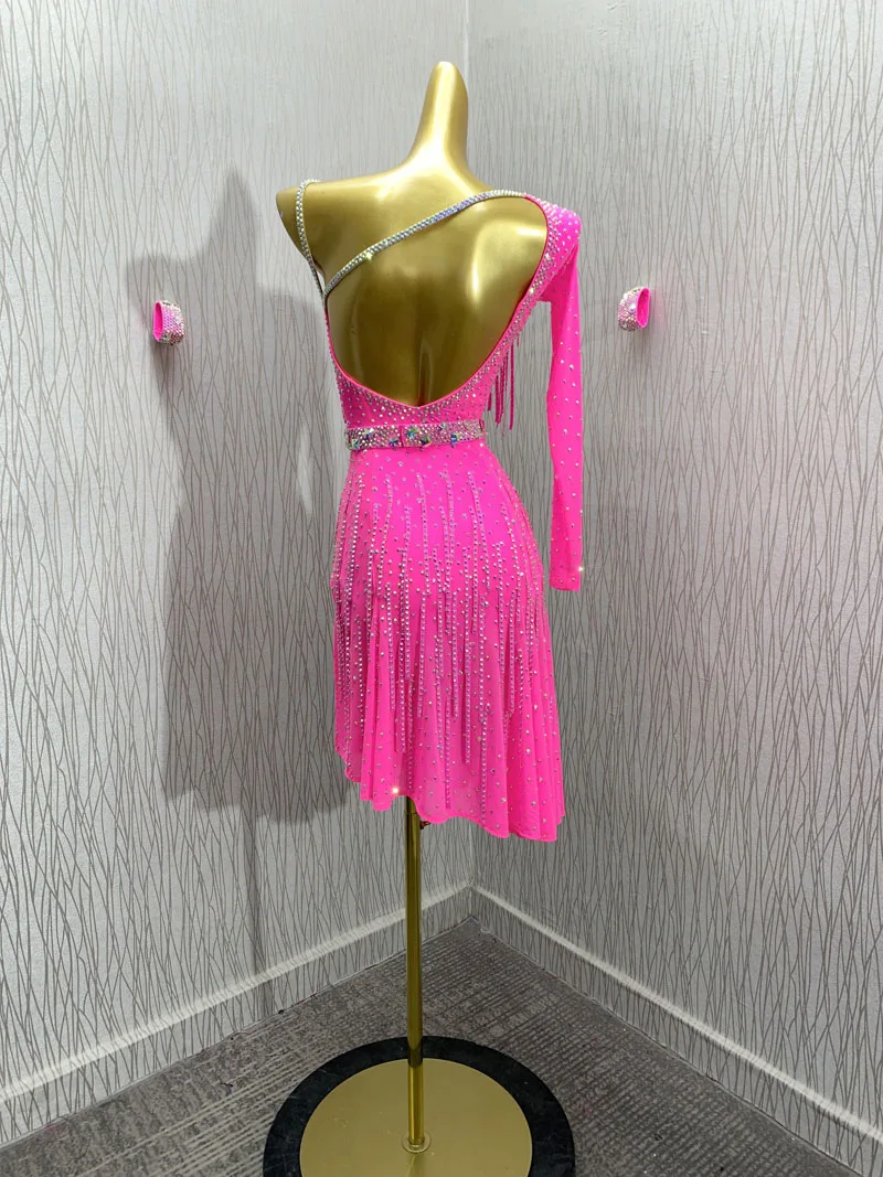 latin dance dress costume latin dancewear ladies dresses costume  sexy latin wear One Shoulder Latin Dance competition