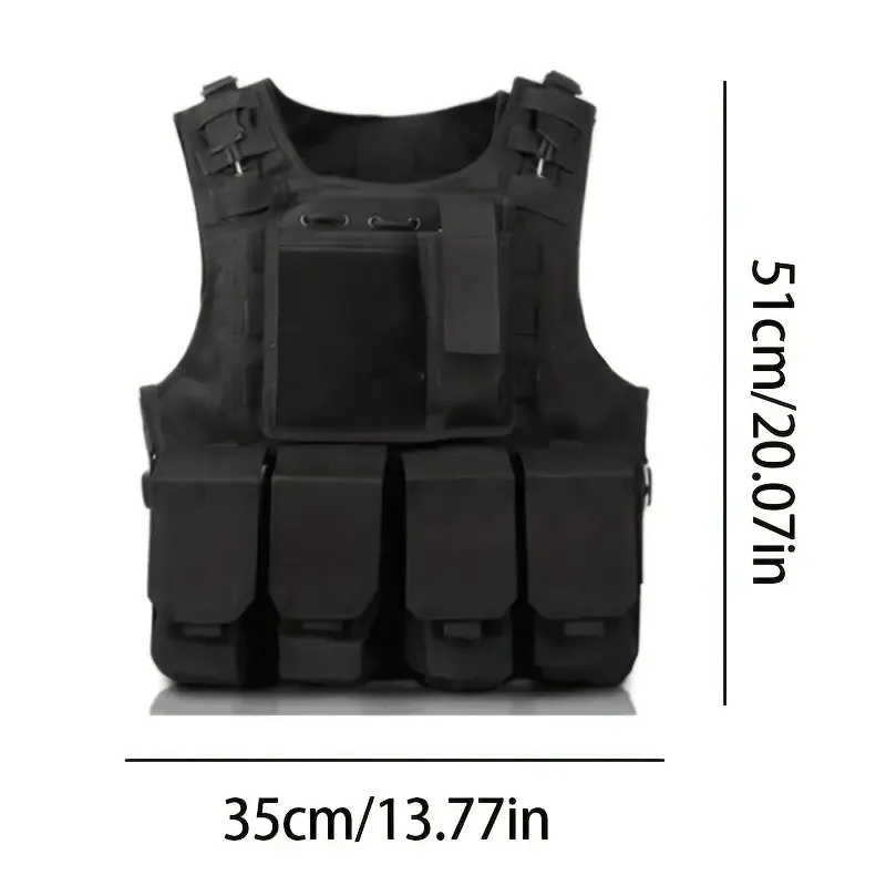 Tactical Airsoft Paintball Vest Outdoor Equipment For Men With Adjustable Buckles Molle System Detachable Hanging Bag Fit Cospla