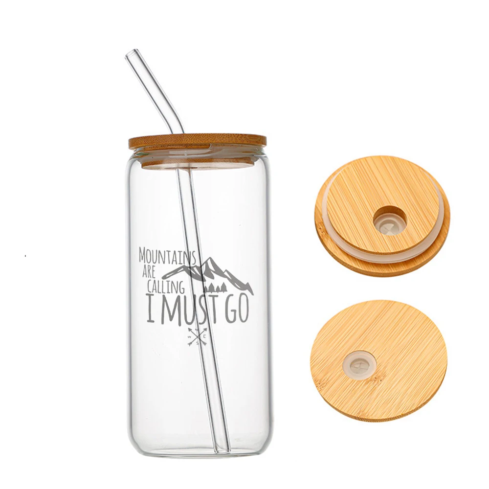 

Mountains Are Calling I Must Go Glass For Heat Resistant High Drinking Cup With Straws Lids 16 oz