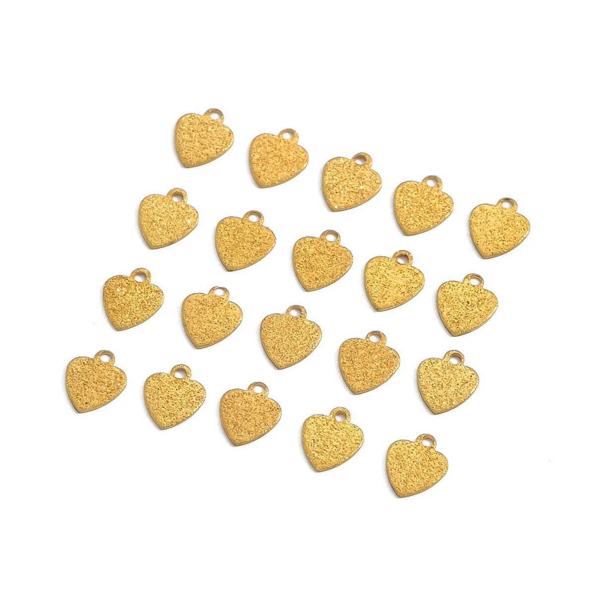 

200PCS Mini DIY Frosted Brass Heart Charm Pendants 8.2x6.7mm Crafts Jewelry Accessories Earrings Bracelet Making Supplies