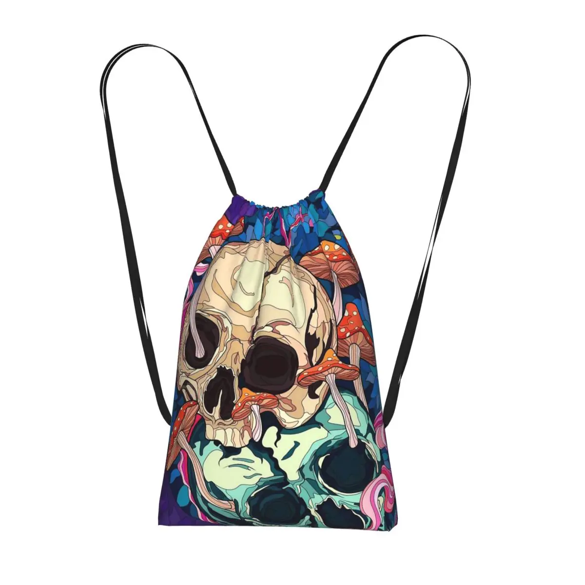 

Abstract Colorful Skeleton Backpacks Portable Drawstring Bundle Pocket Sports Bag Book Bags for Travel Students