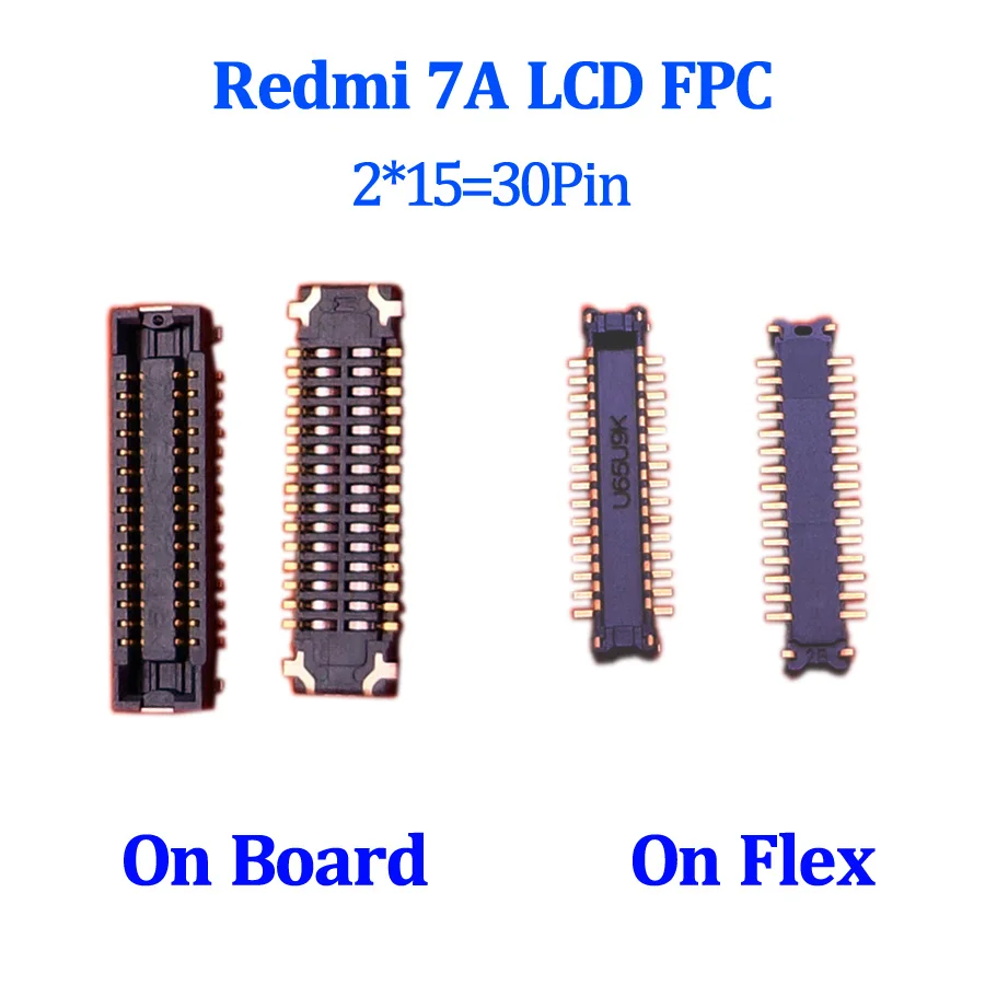 2pcs 30 40 Pin LCD Display Screen FPC On Motherboard For Xiaomi Redmi 7 7A Redmi7 Redmi7A USB Board Battery Connector On Flex