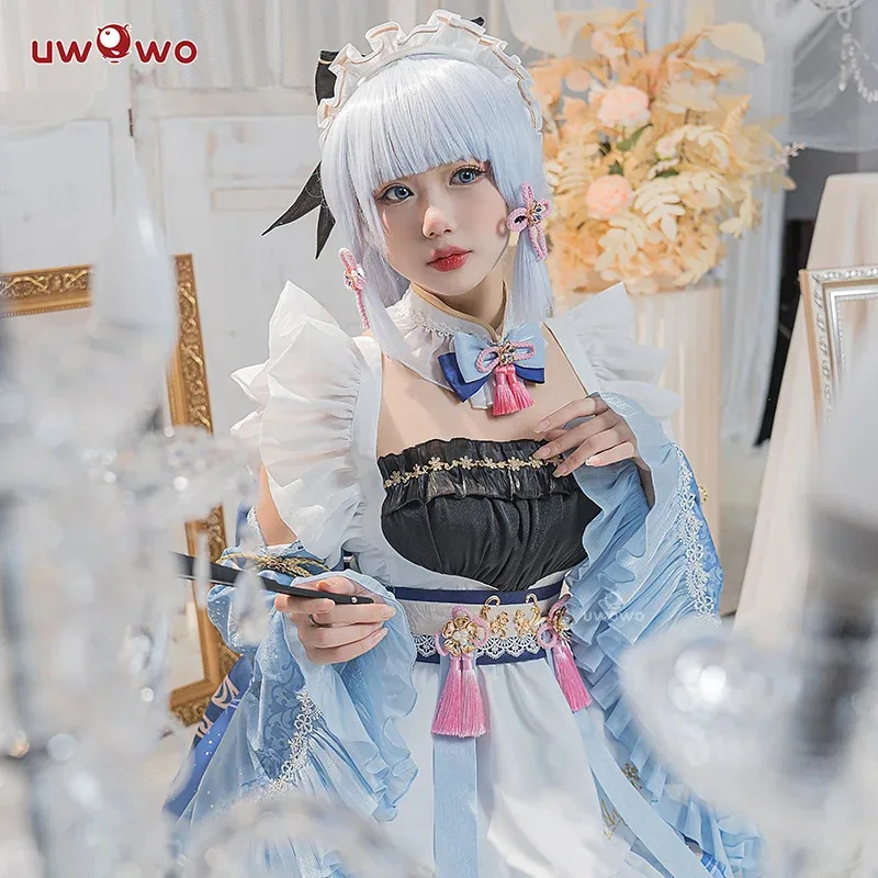 

qq28LQLAST BATCH UWOWO Костюм Genshin Impact Косплей Платье Горничной Версия. Камисато Аяка Женщины Хэллоуин Cos