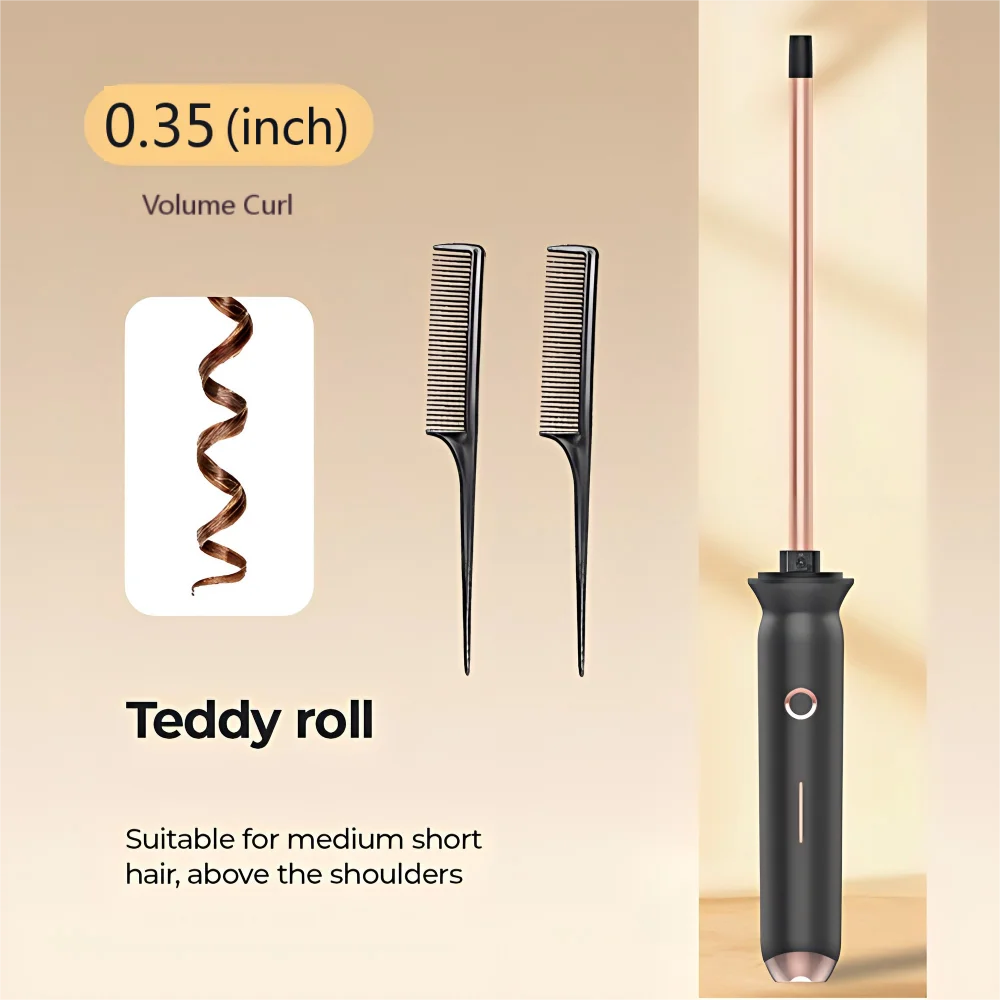 

EU Standard 0.35-inch Negative Ion Hair Curling Iron PTC Fast Heating Unisex Wave Styling Tool