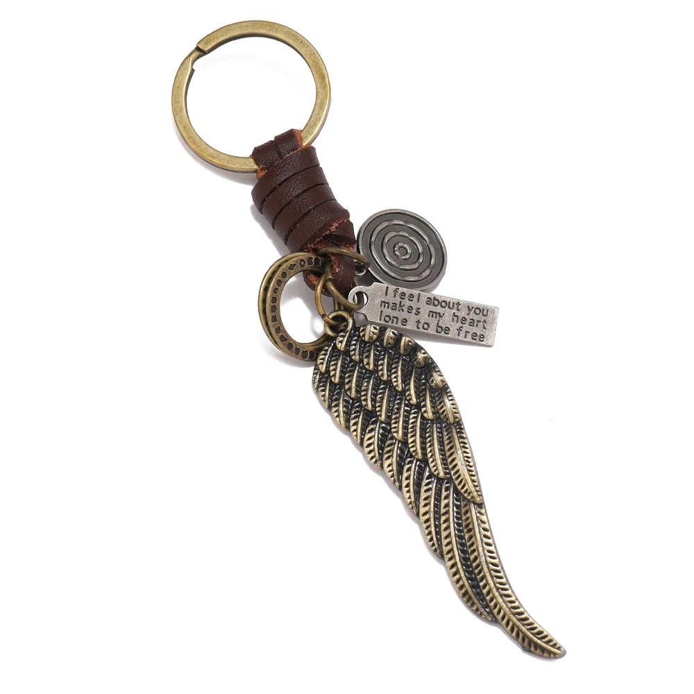 Porte-clés pendentif ailes d'ange en métal, nouvelle mode