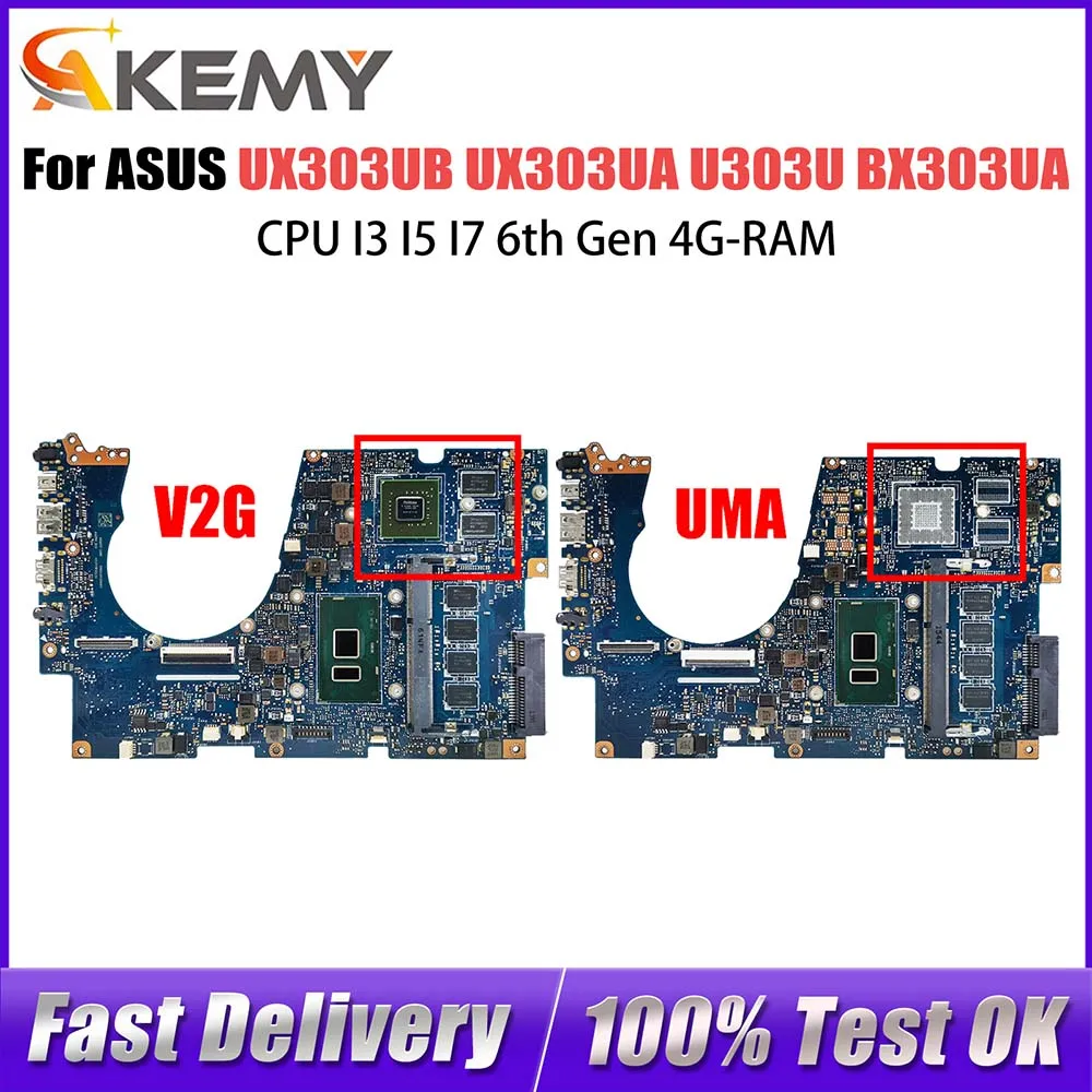 UX303U Mainboard For ASUS UX303UB UX303UA U303UB BX303UA U303UA Laptop Motherboard With CPU I3 I5 I7 6th Gen 4G-RAM GT940M