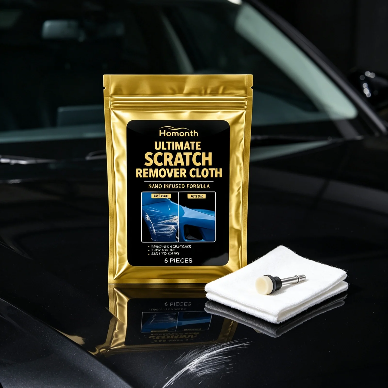 Car Scratch Remover Cloth Wipe Fine Scratches Water Spots Clean Paint Surface Restore Black Shine Multifunction Nano Magic Cloth
