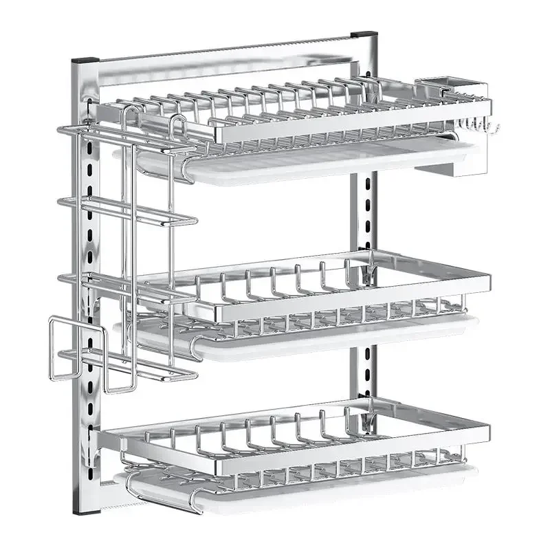 Wall Mounted Kitchen Rack with Drainboard No Drilling Required Integrated Sink and Cutlery Holder Space Saving Storage