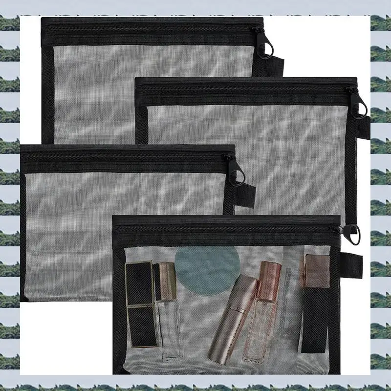 

ABQR 4 шт. мини-сетчатые сумки на молнии, сетчатая сумка на молнии, маленькие сумки на молнии, нейлоновая сумка на молнии, сетчатая косметичка для домашнего офиса