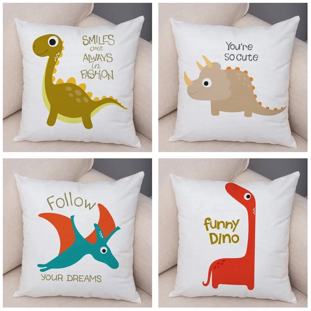 Cute Cartoon Dinosaur Decorative Pillowcase Office Living Room Home Pillowcase Car Ornaments