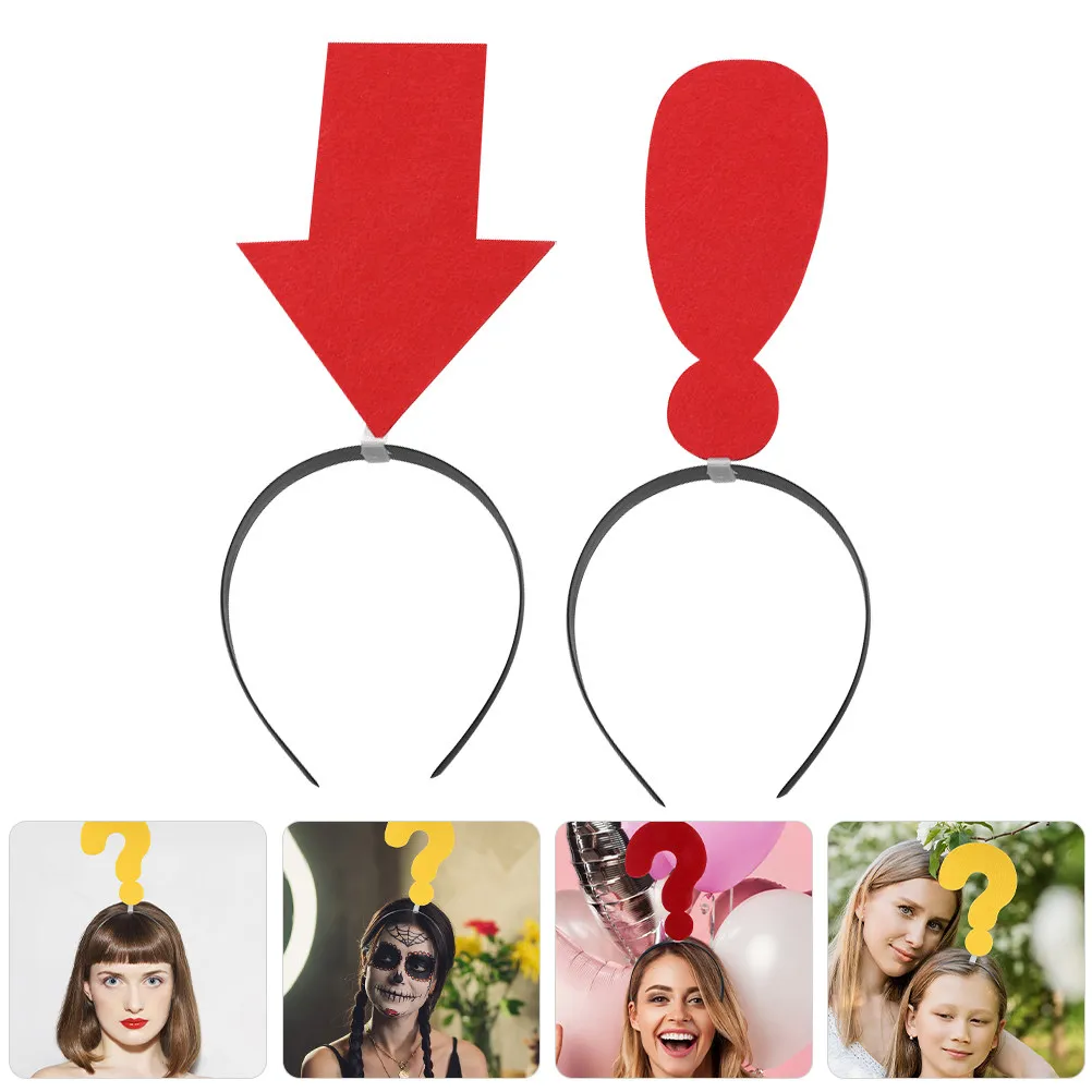 

4Pcs Arrow Funny Question Mark Exclamation Mark Hair Hoop Party Birthday Wedding Cosplay Party Hairband Photo Booth Props