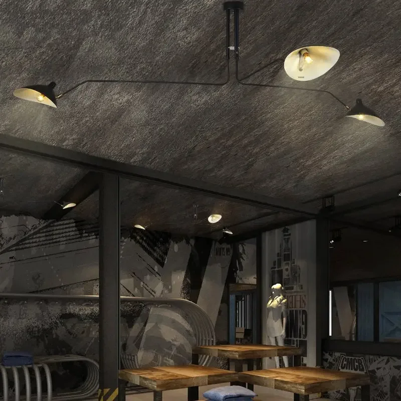 مصباح سقف أسود عنكبوت حديدي ، ديكور منزلي شمالي ، ديكور صناعي ، غرفة معيشة
