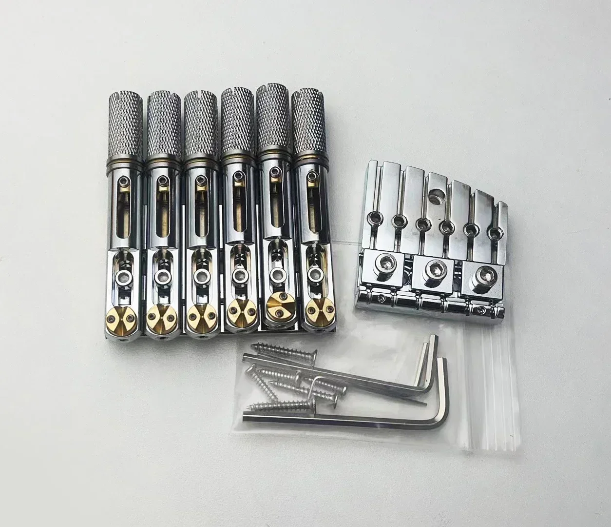 Hot-selling Guitar Accessories 6 Strings Saddle Headless Guitar Bridge With Nut Plate for Headless Guitar Parts