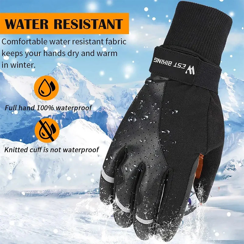 Winter Waterproof Men\'s Gloves Windproof Sports Fishing Touchscreen Driving Motorcycle Ski Non-slip Warm Cycling Women Gloves