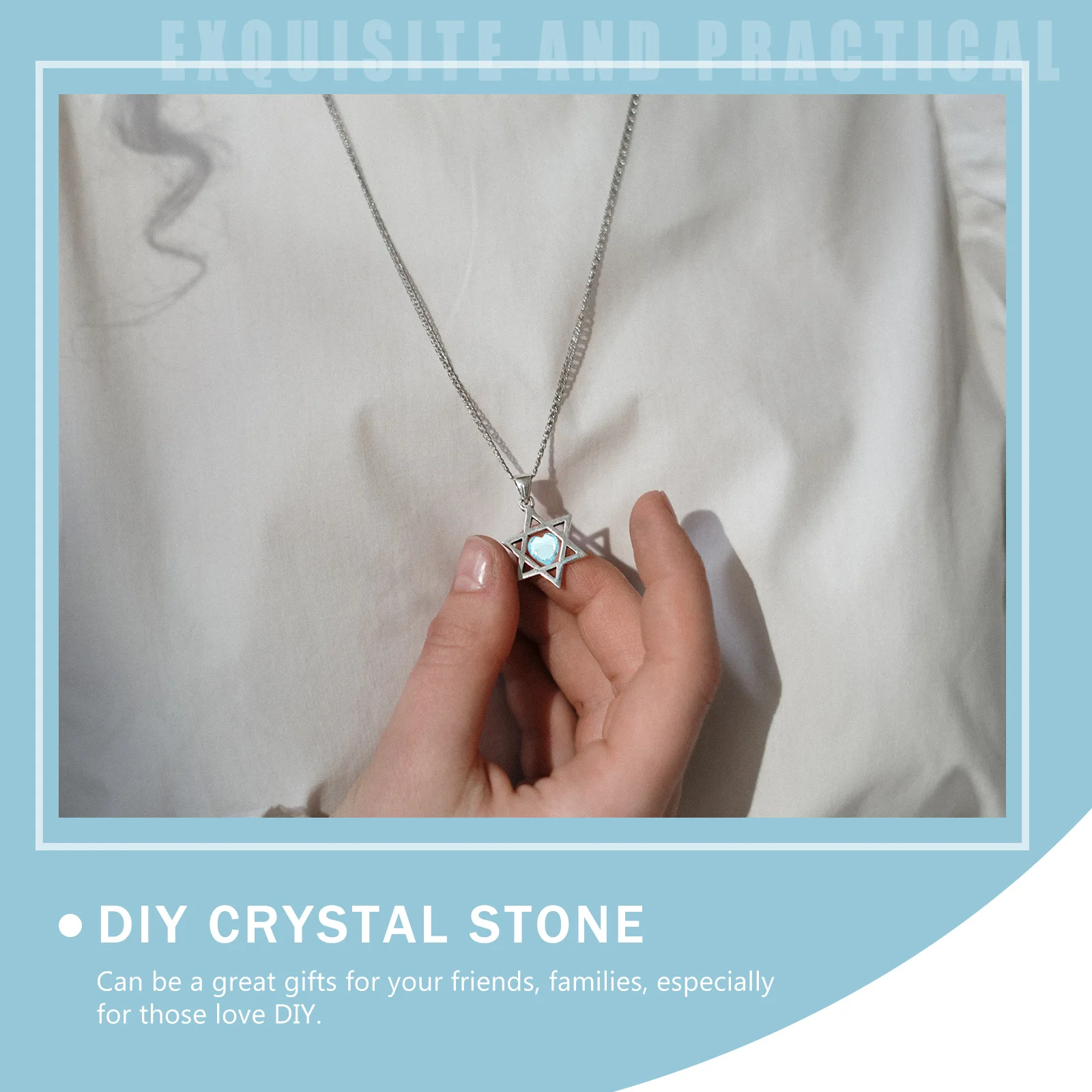 

20 Pcs Heart-shaped Crystal Stone DIY Material Rhinestones Zircon Sky-blue Gemstone