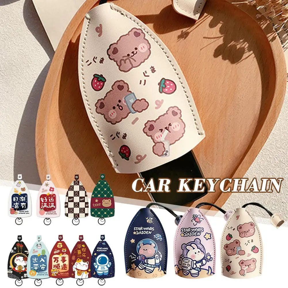 

Pull Type Key Bag Cartoon Animals Printed PU Leather Key Wallets Housekeepers Car Key Holder Case New Leather Keychain Pouch