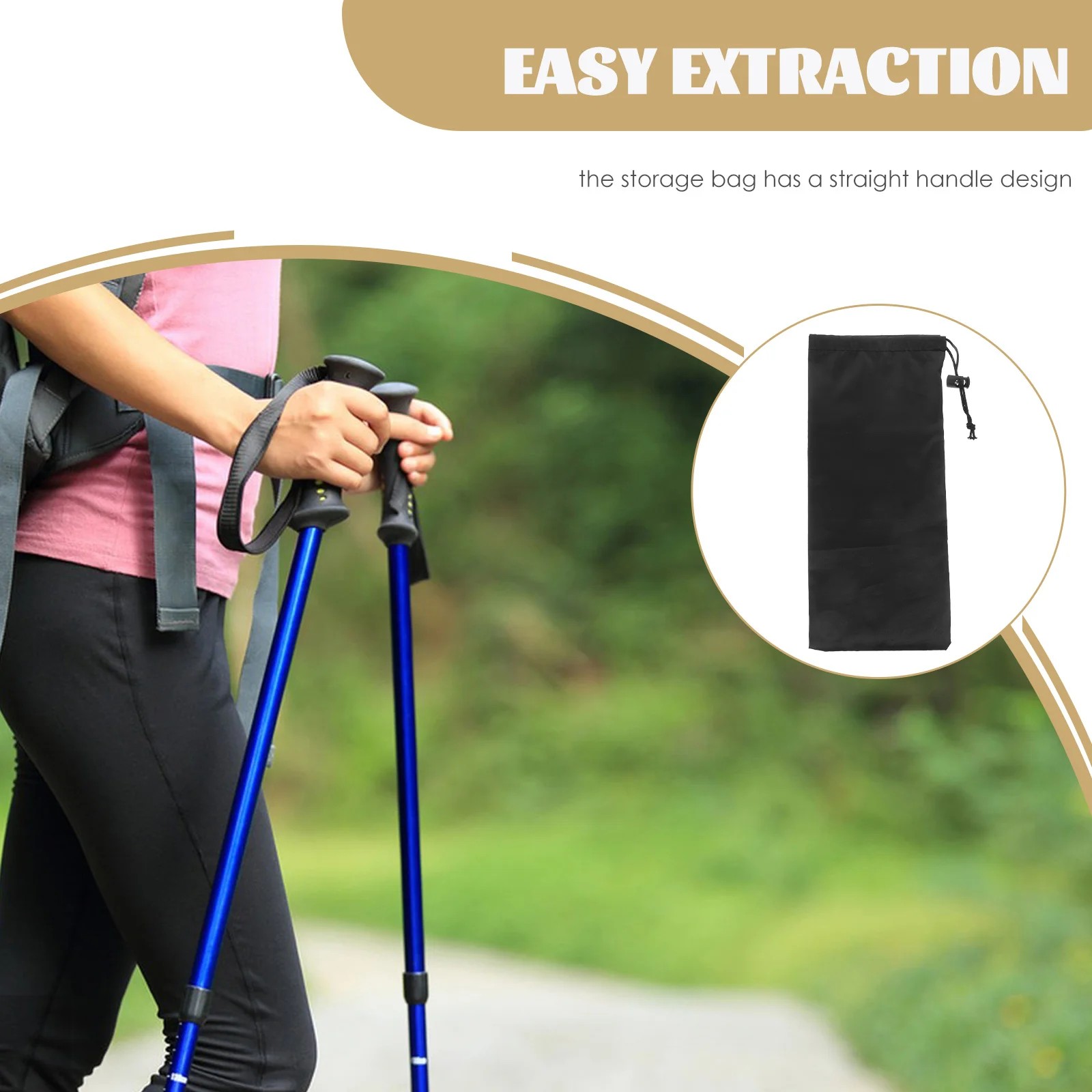 Lightweight Foldable Storage Bag For Poles Walking Sticks Hiking Alpenstock Sheath Case Adjustable Shoulder Strap Drawstring