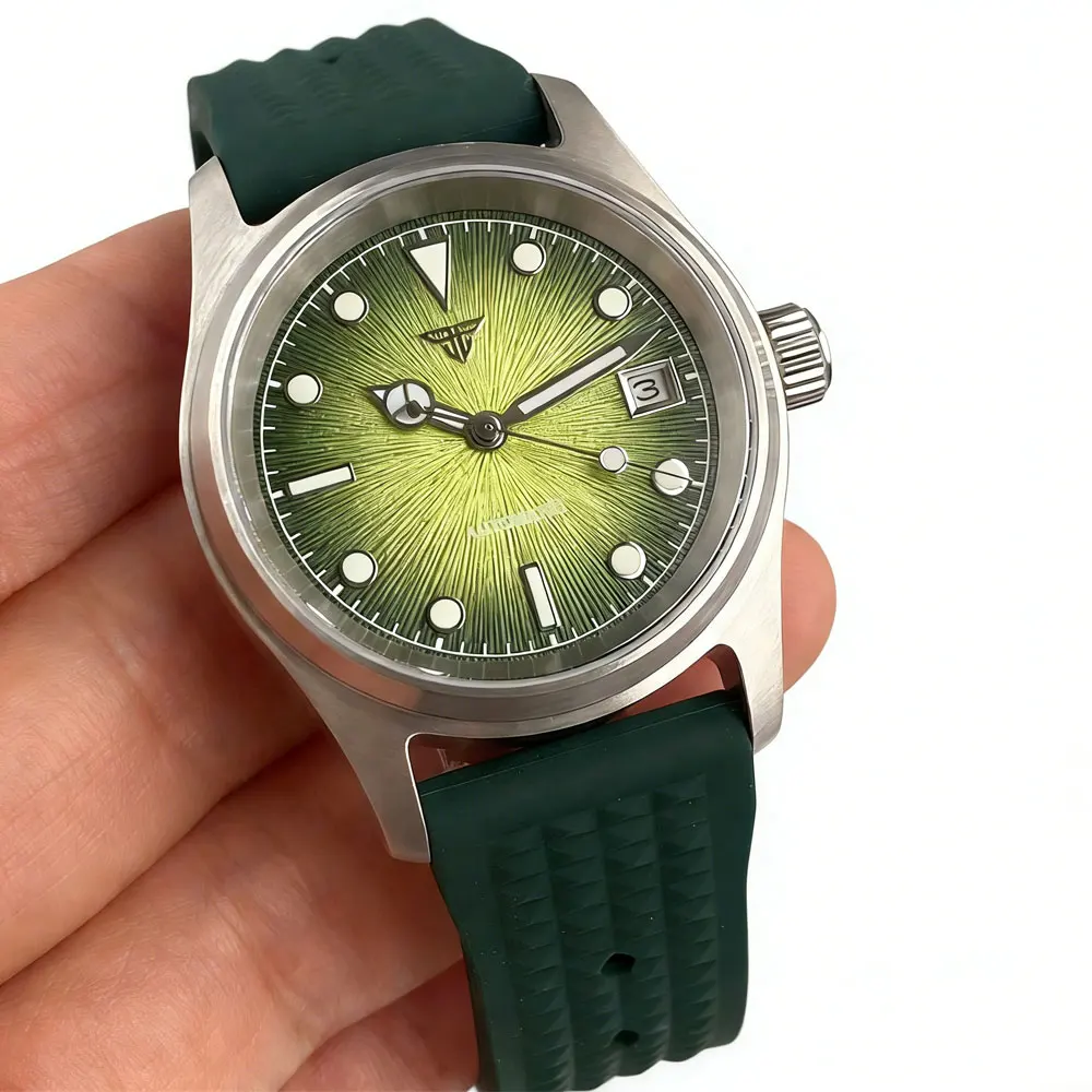 Diving Tandorio Small Pilot 36mm Green Blue Grey Sapphire Glass 200M Waterproof Retro Miyota 8215 PT5000 Movement Men Watch