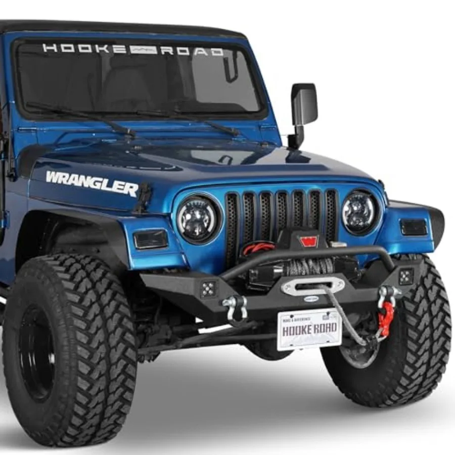 المصد الأمامي متوسط العرض للطرق الوعرة مع لوحة ونش وأضواء LED مدمجة 2 × 25 وات مصممة لتعزيز المتانة والمرئية