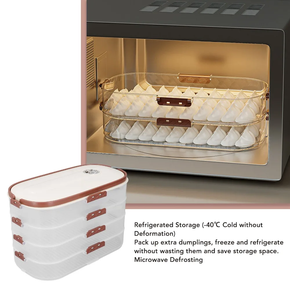 Multifunctional 4 Layers Food Storage Container PP Airtight Lid Dumpling Storage Box Cookie Storage Container Party Use