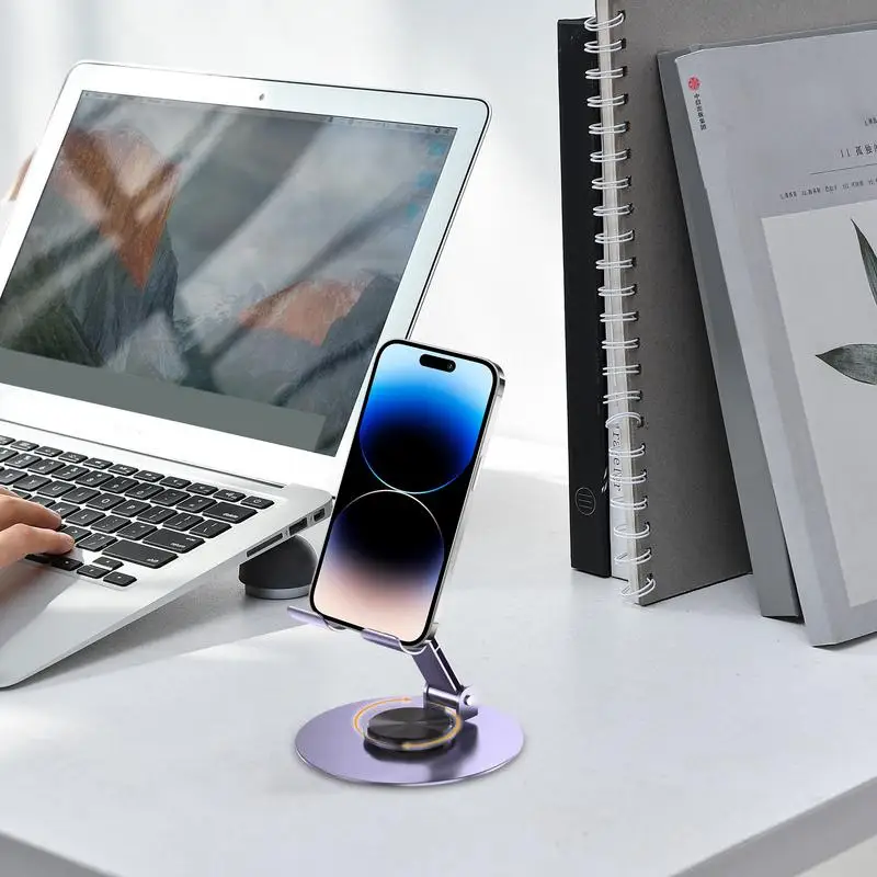 Soporte para teléfono de escritorio, soporte para teléfono móvil multiángulo, altura y ángulo ajustables, soporte plegable para teléfono móvil para escritorio