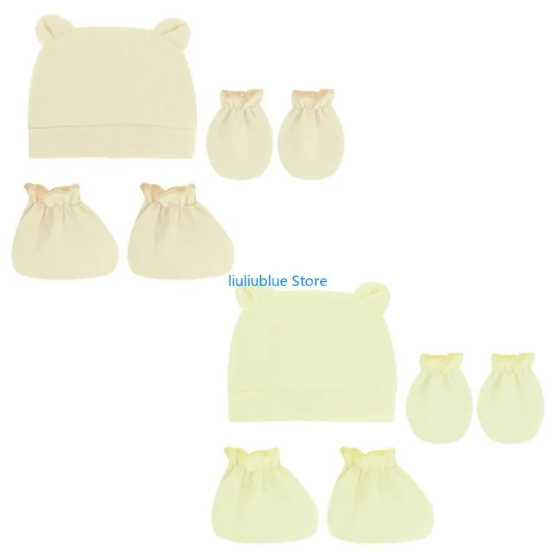 

Детские носки варежки, ночной чепчик, мягкие хлопковые перчатки, не царапающие шляпу, набор чехлов для ног, 62CF