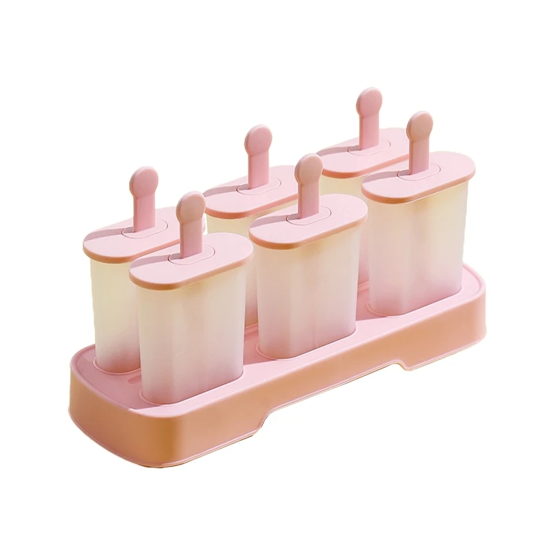 6Pcs/Set Plastic Popsicles Molds with Tray Reusable Sticks Homemade Kids Ice Cream Chocolate Mould DIY Lolly Maker Kitchen Tool