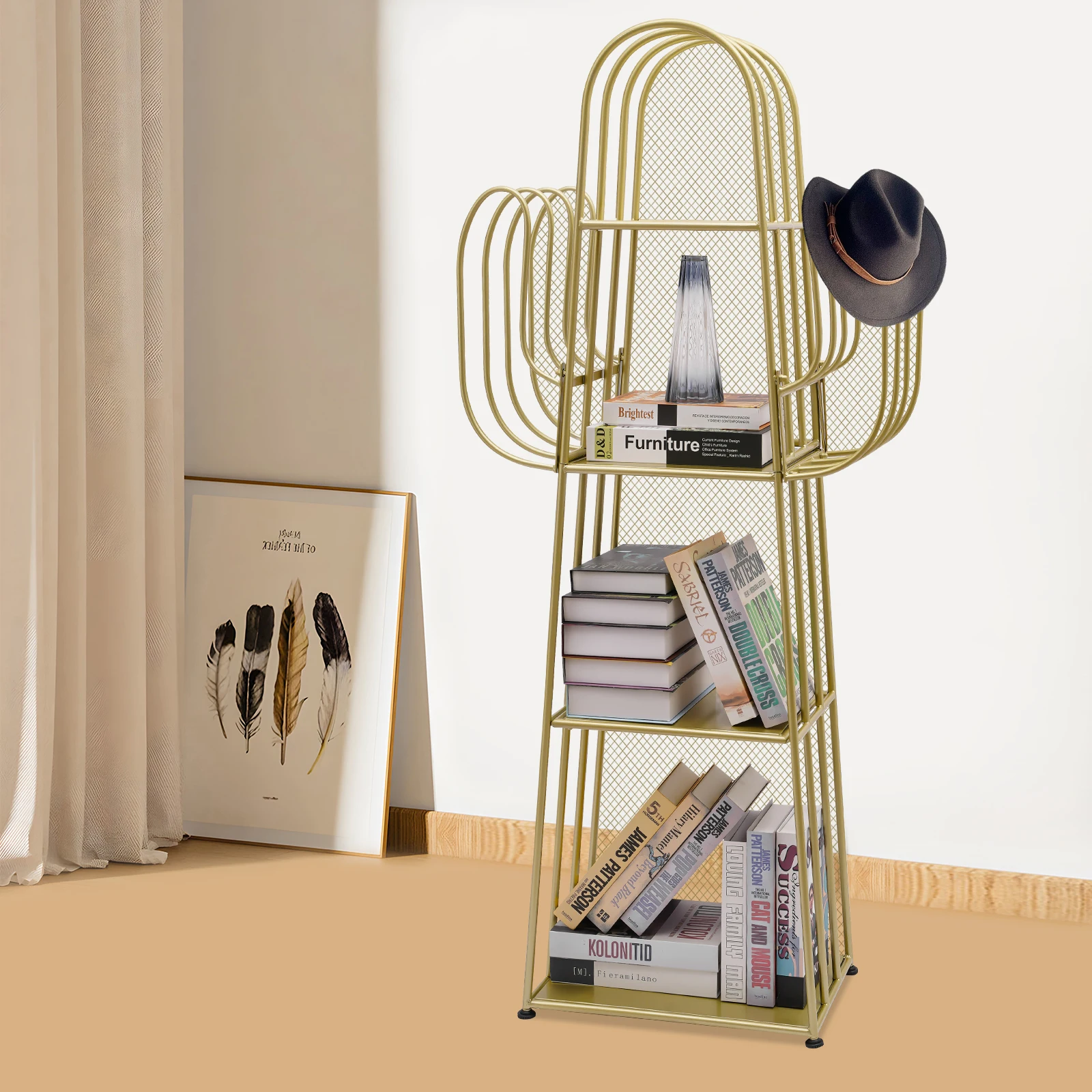 4段本棚、自立型本棚、収納オーガナイザー