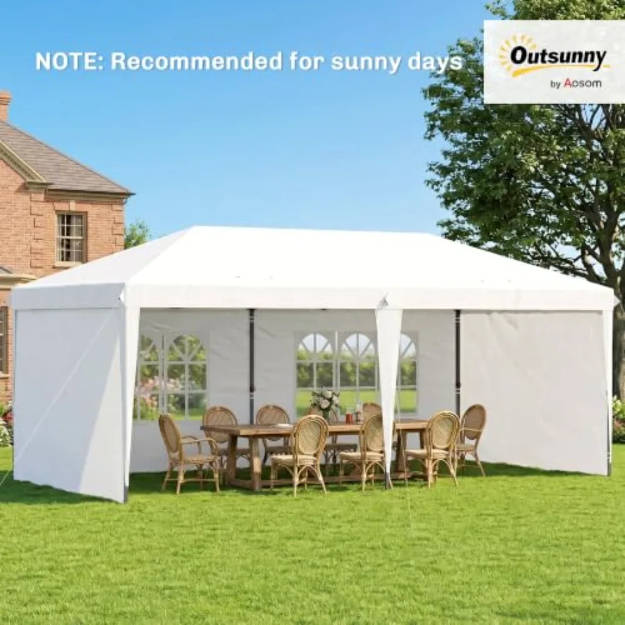 Pop Up Canopy Tent for Parties, White Polyester with Steel Frame, Instant Setup Outdoor Gazebo with 4 Sidewalls, Portable Shelt