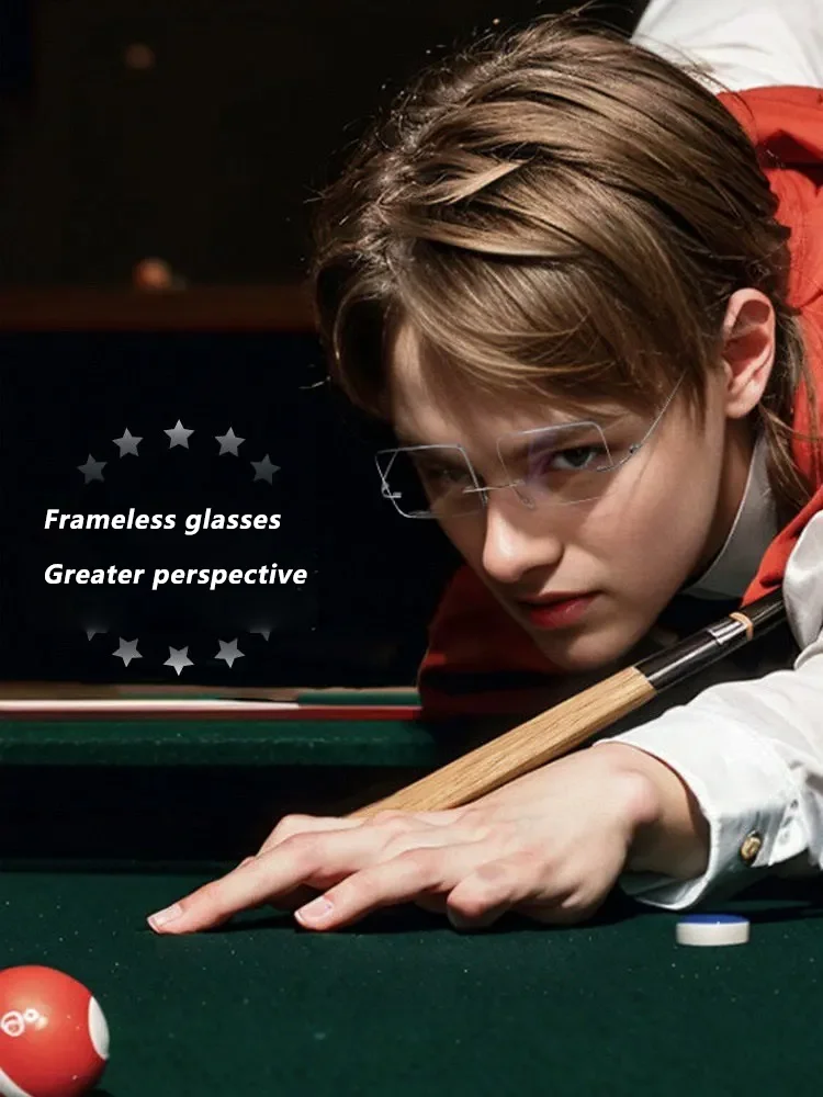 Special Glasses For Playing Billiards Men's Frameless High-Definition Eyeglasses Ultra Light Pure Titanium Prescription Eyewear