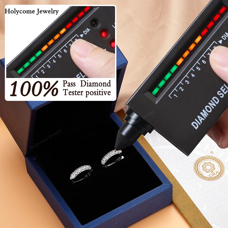 1.6mm Diamond D Color VVS1 Moissanite Earring 925 Sterling Sliver Plated White Gold Hoop Earring for Women Wedding Party Jewelry