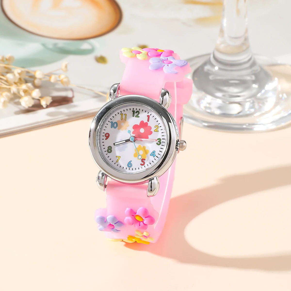 1pc/2pcs/3pcs-Cute creative flower style unicorn quartz watch for children, bracelet necklace set, girls' accessories image 3