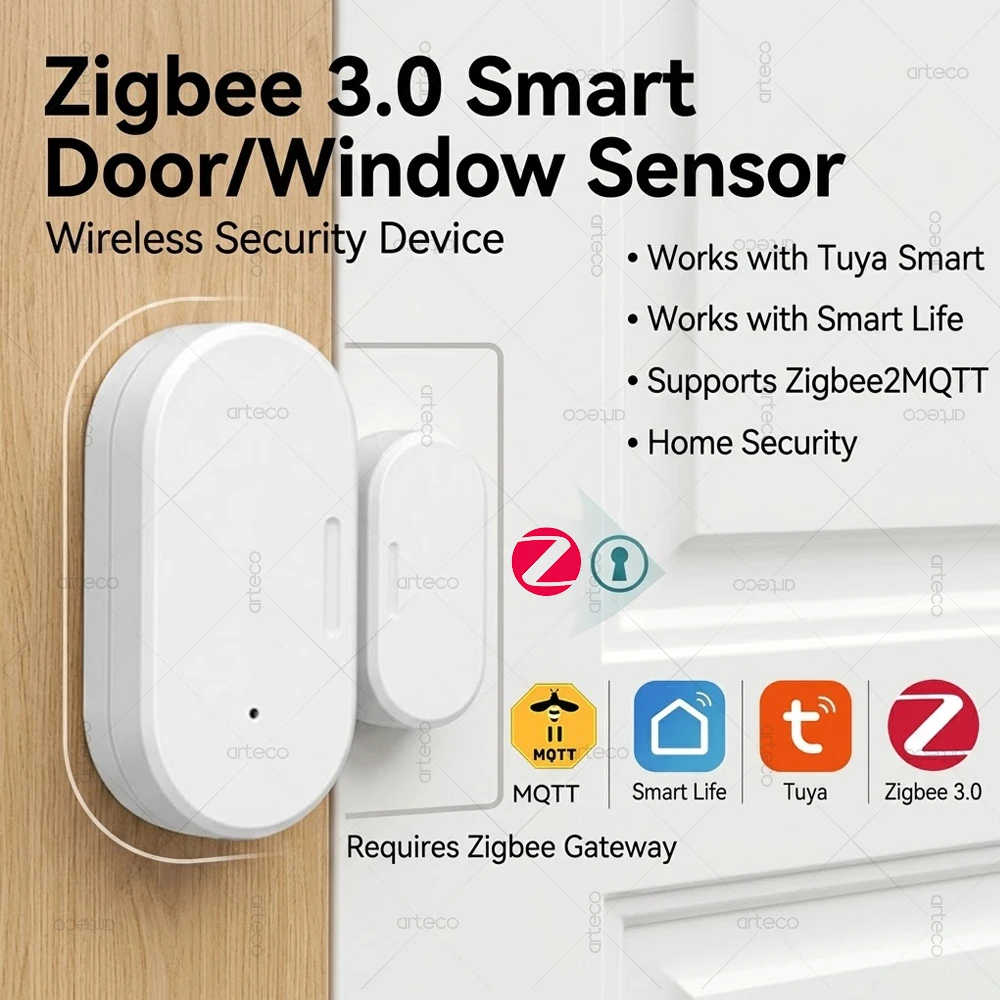 Zigbee 3.0 Door Window Sensor,Door Open Closed Detector,Smart Home Security Alarm System Contact Sensor For Z2M Home Assistant