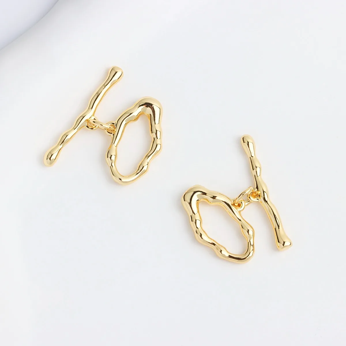 Kalung gesper OT Oval 14K, berlapis emas asli, tidak teratur, gesper kalung, ujung gesper penghubung, Aksesori Perhiasan DIY