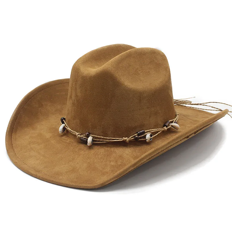 Retro American Style Wide Brim Western Cowboy Hat Hot Selling Suede Velvet Top Hat Men Women Sun Hat