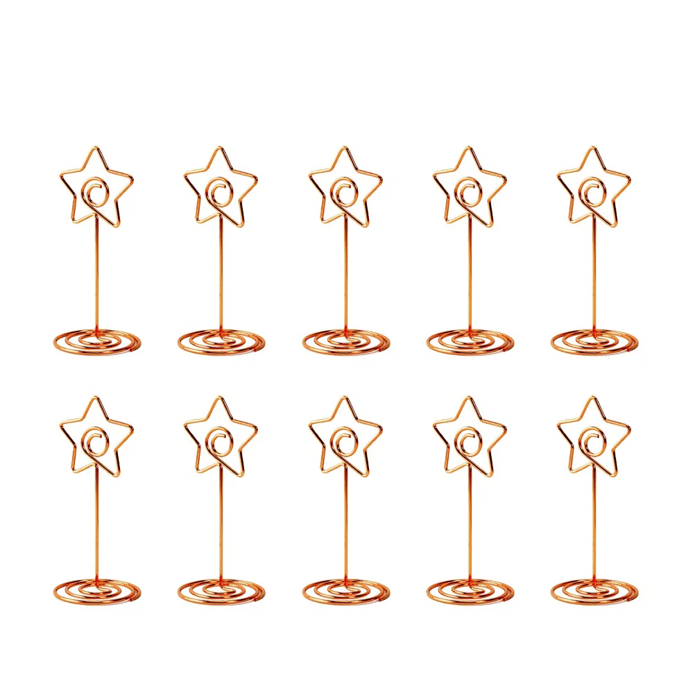 

10pcs Star Memo Clip Creative Memo Note Paper Photo Holder Clamps Stand Desktop Stand (Rose Gold) note clip stand