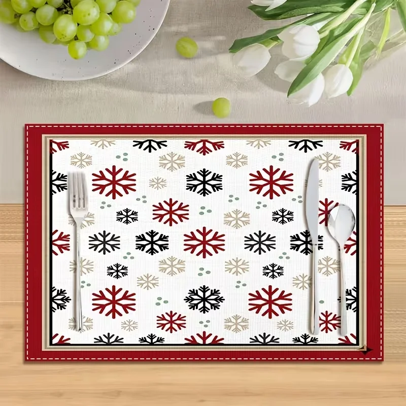 Christmas Cat Print Placemat Cute Kitten Decorating Xmas Tree Table Mat Anti-fouling Dining Pad for Home Kitchen Table Decor