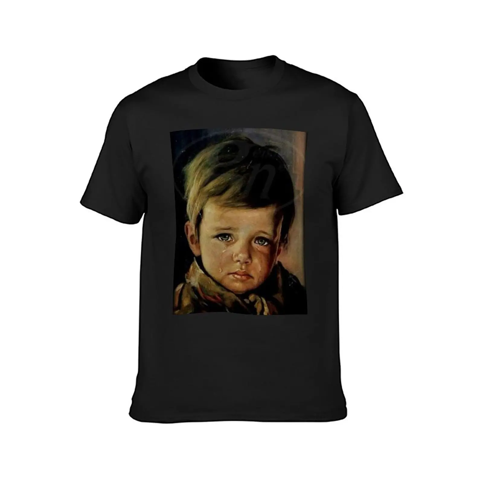 The crying boy cursed painting T-Shirt new edition Aesthetic clothing plain hippie clothes Men's t-shirt