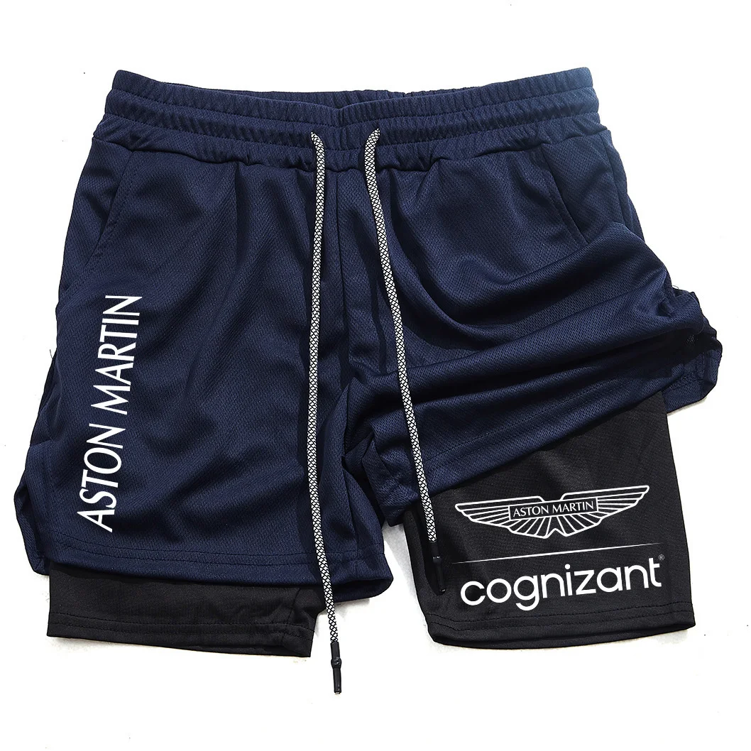 New Summer Aston Martin Men Women Double-layer Sports Shorts Fashion Printing Cool Ventilate Swim Trunks Leisure Half Pants - view 5