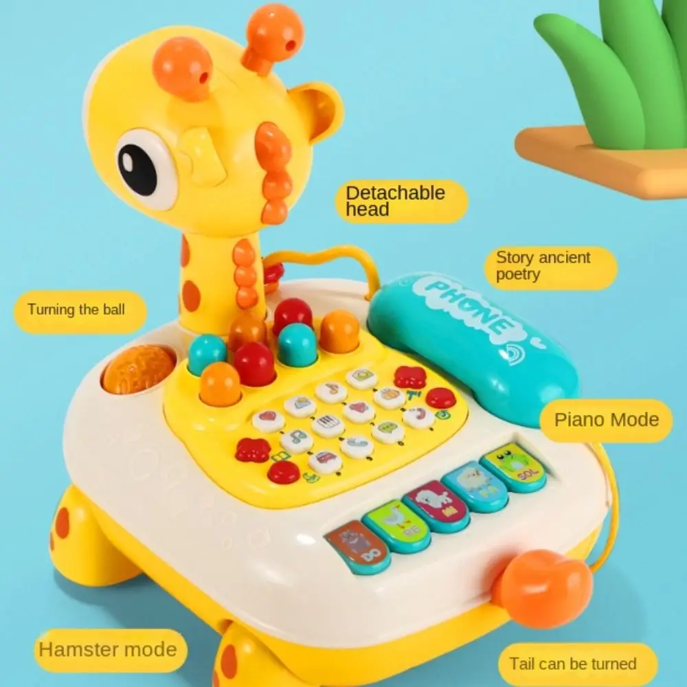 Elk Telephone Car with Wheels Whack-a-Mole Emulated Telephone Toys Multi-function Music Sound Light Simulation Landline Phone