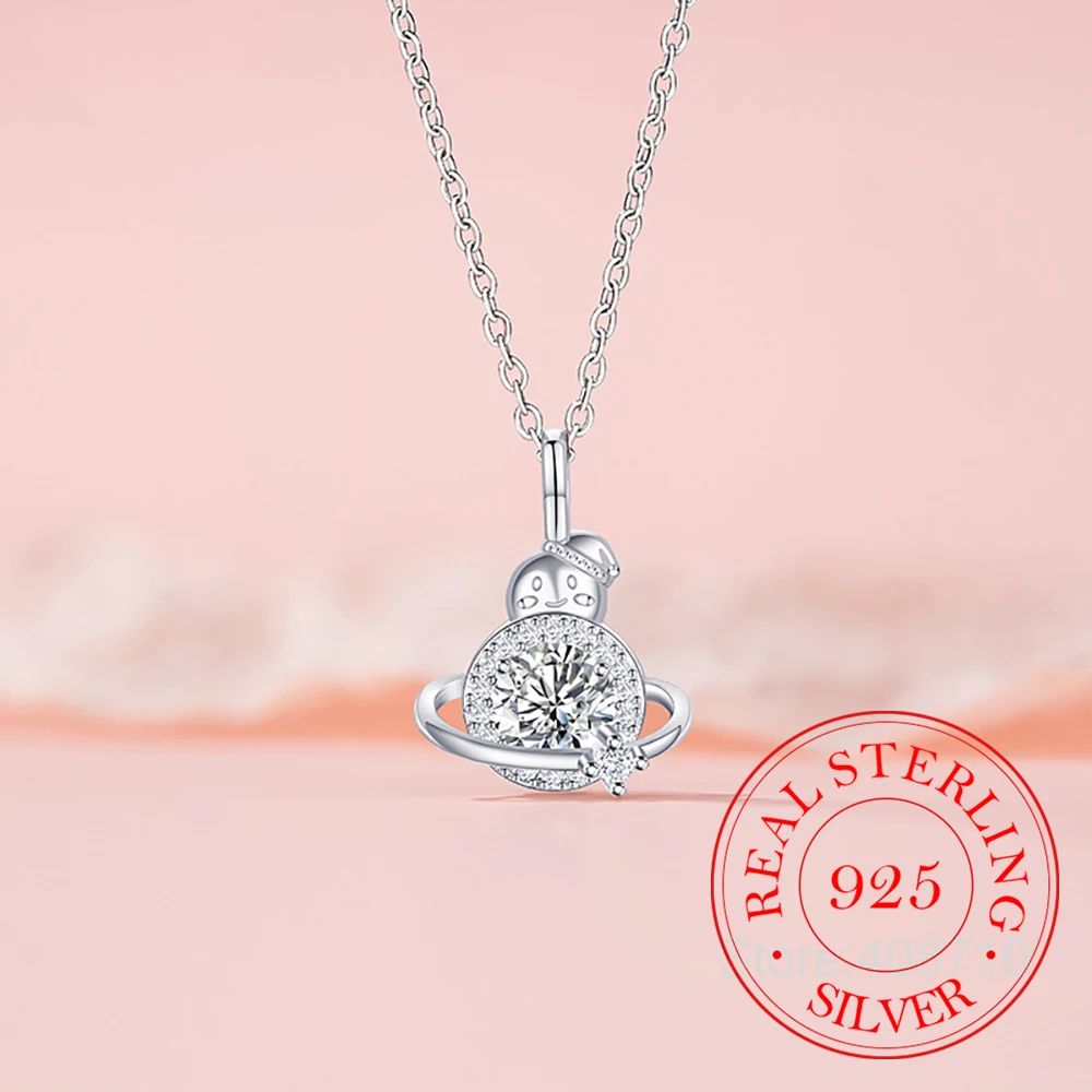 

Ожерелье с подвеской в виде снеговика из стерлингового серебра 925 пробы с цирконием для женщин, цепочка на ключицу, ювелирное изделие на день рождения, свадьбу, вечеринку, подарок