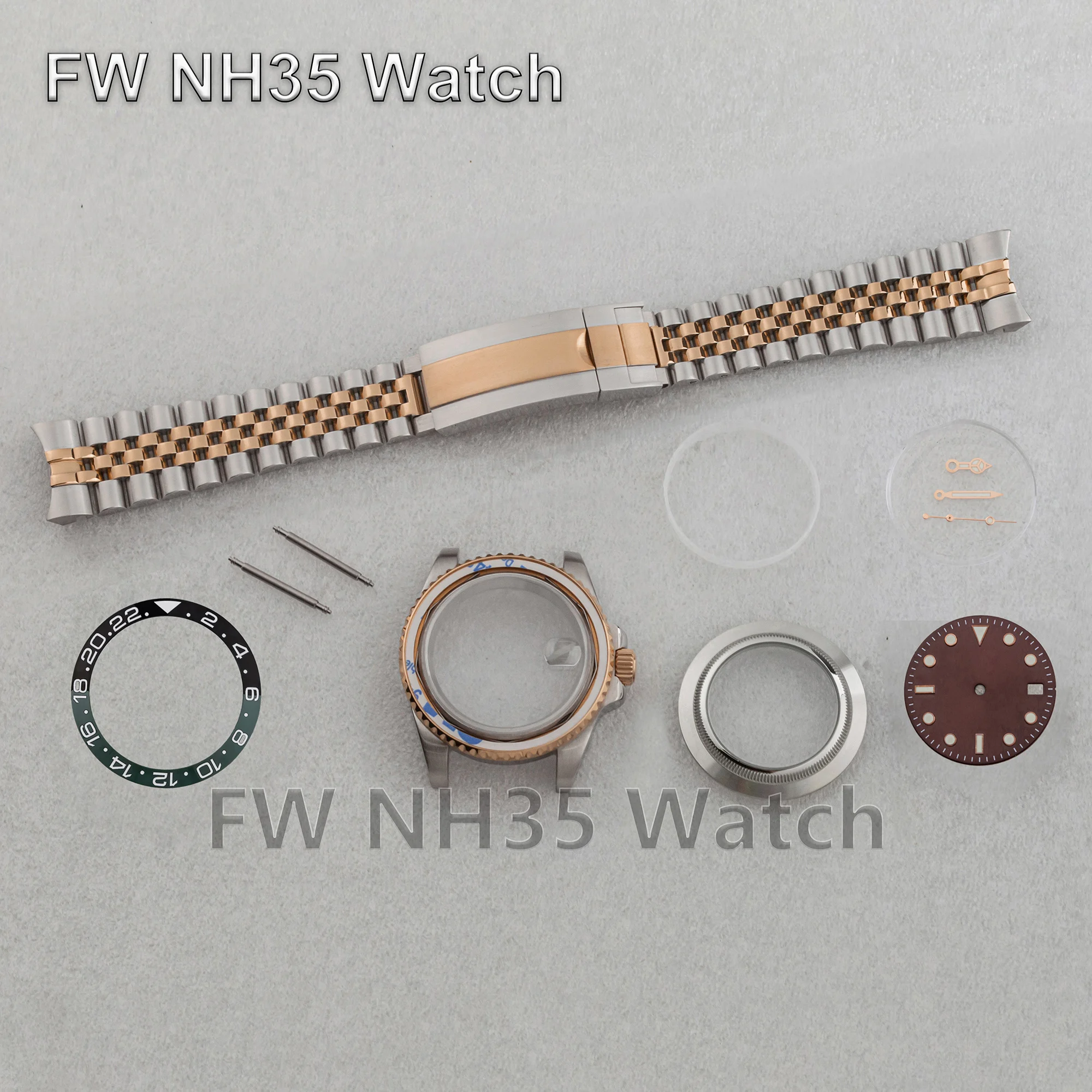 40mm Case for SUB GMT NH35 Dial Pointers Jubilee Bracelet fit NH34/35/36 Movement Waterproof Watchcase Accessories Repair Tool