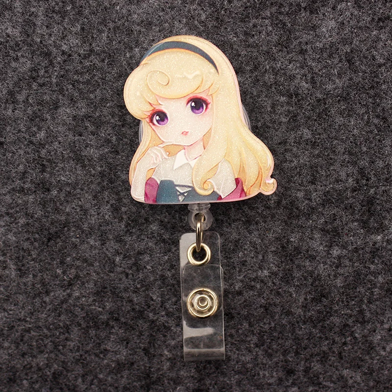 Large Size Princess Badge Reel Nurse Workers Enfermera ID Holder Girl Boy Retractable Name Card Holder Accessory