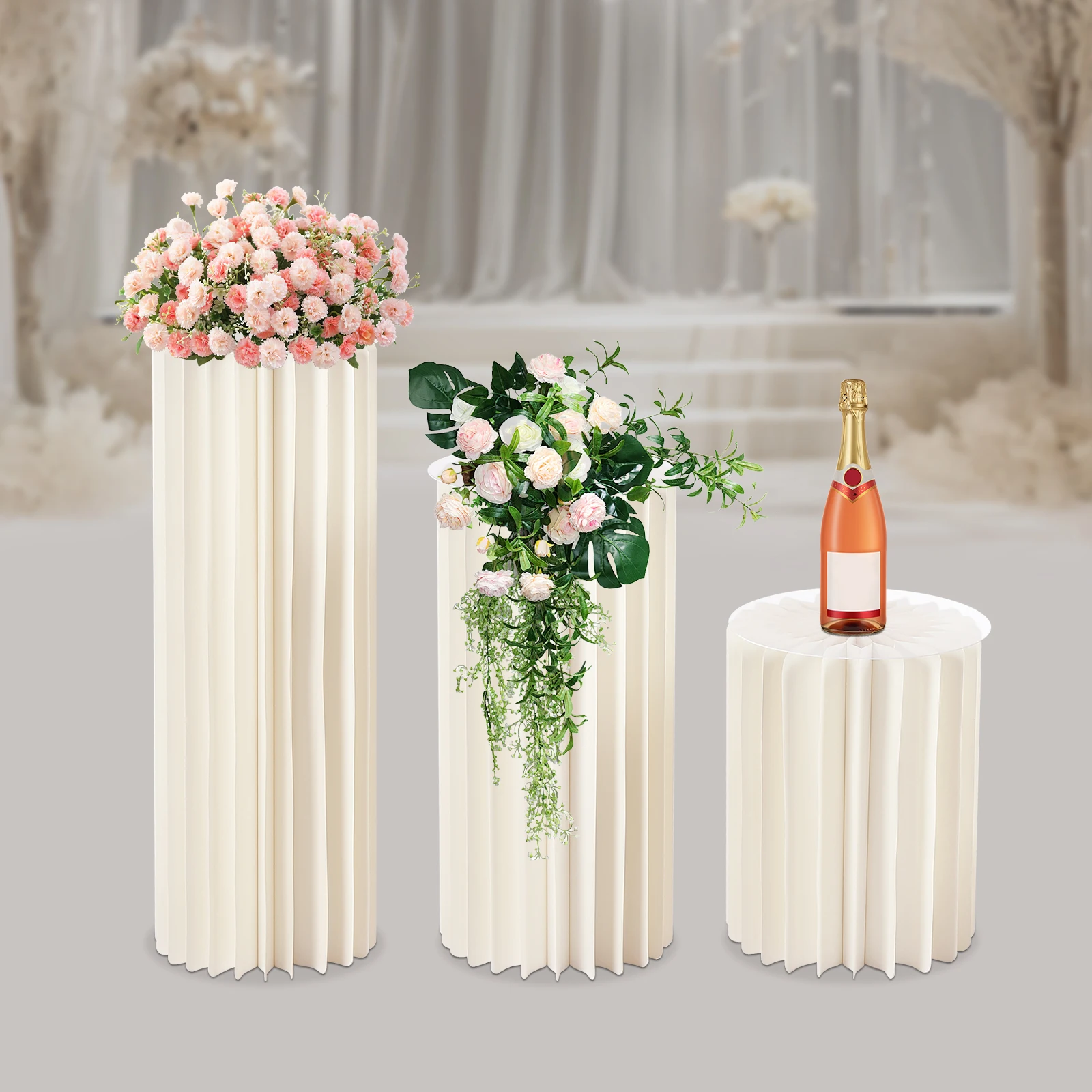 

3Pcs Honeycomb Paper Flower Stand 110LBS Heavy Duty Acrylic Plate Wedding Table Centerpiece